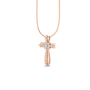 1.50Ct Round Cut Moissanite Women Cross Pendant 14K White Gold Plated